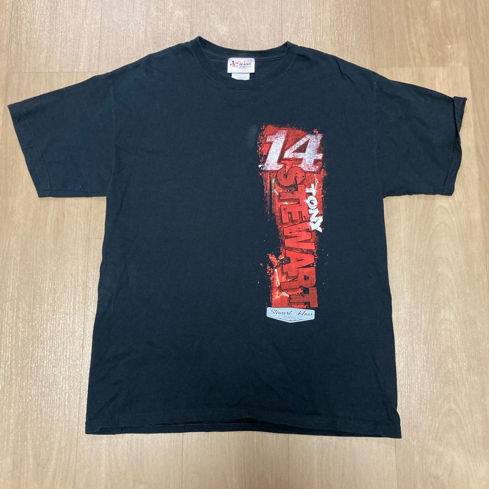 Vintage Tony Stewart #14 Office Depot NASCAR Shirt Mens Large Black Double Sided